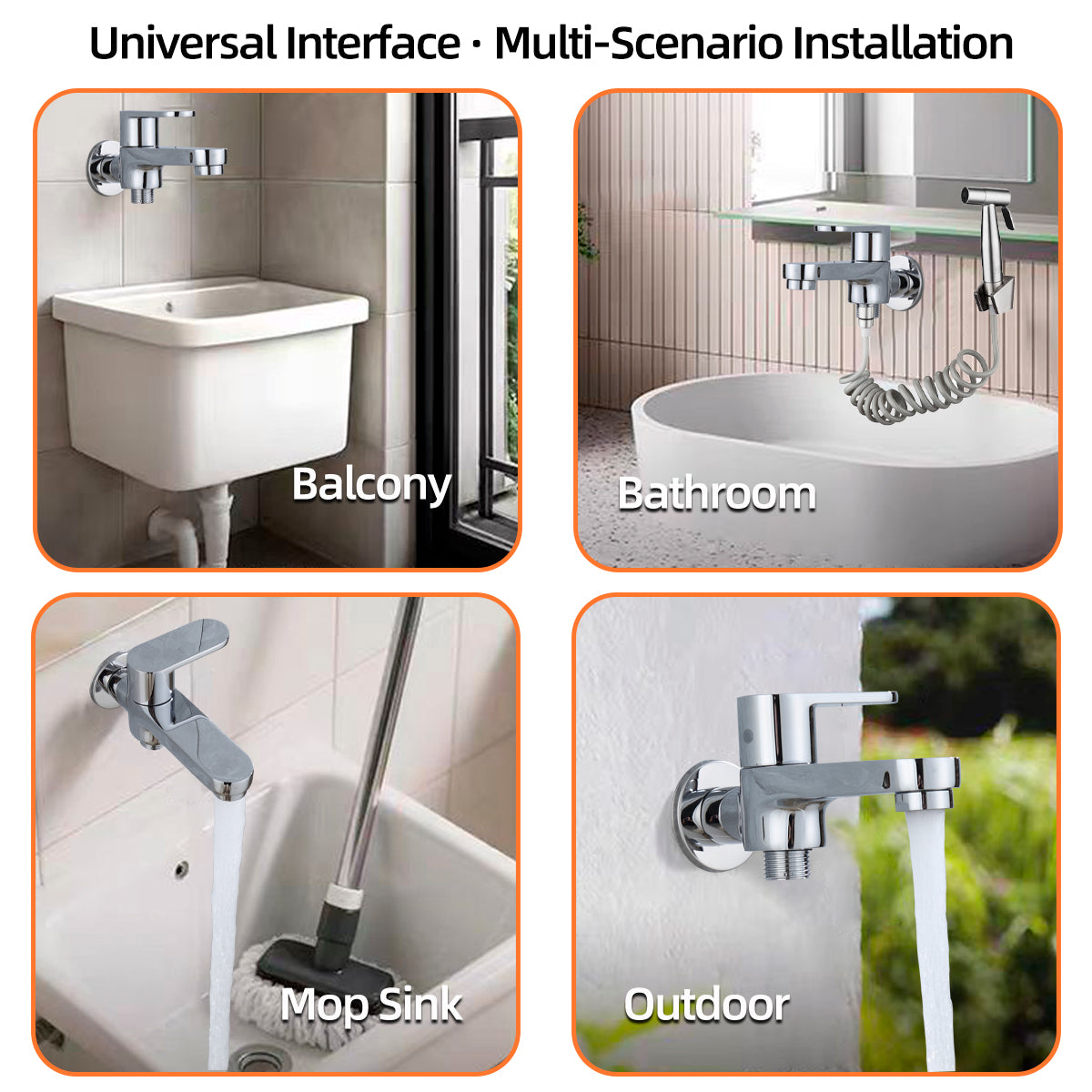 Wall-Mounted Brass Faucet for Mop Sink Bathroom & Balcony Use