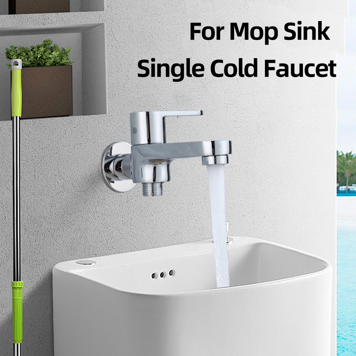 Wall-Mounted Brass Faucet for Mop Sink Bathroom & Balcony Use