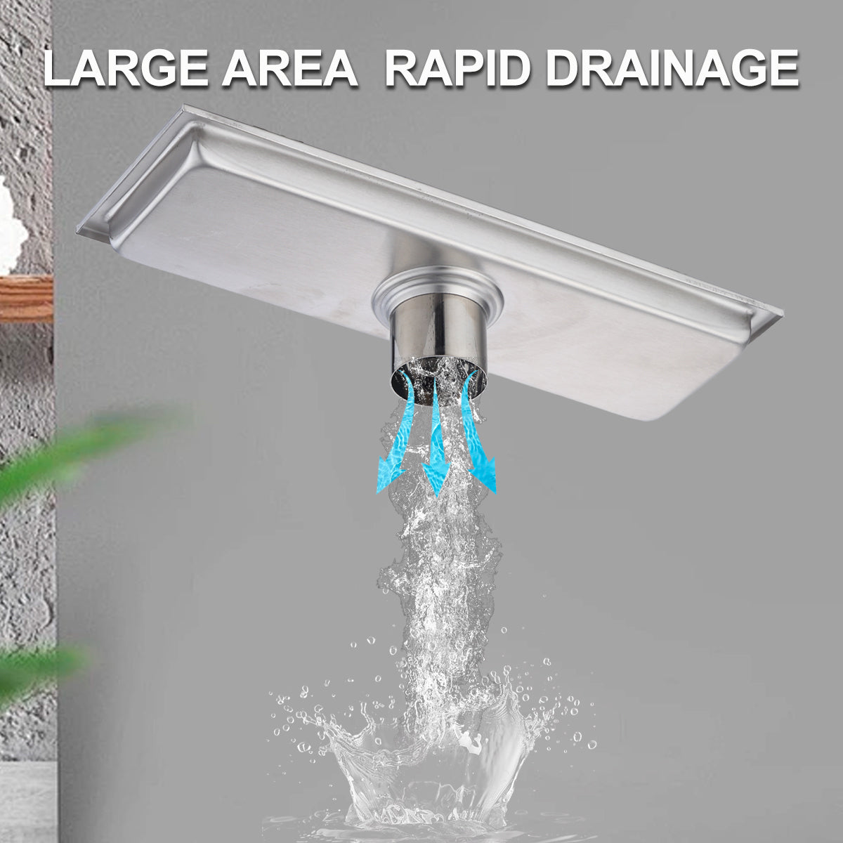 8-24" Invisible Stainless Steel Floor Drain – Rectangular, Bathroom Linear Shower Drain