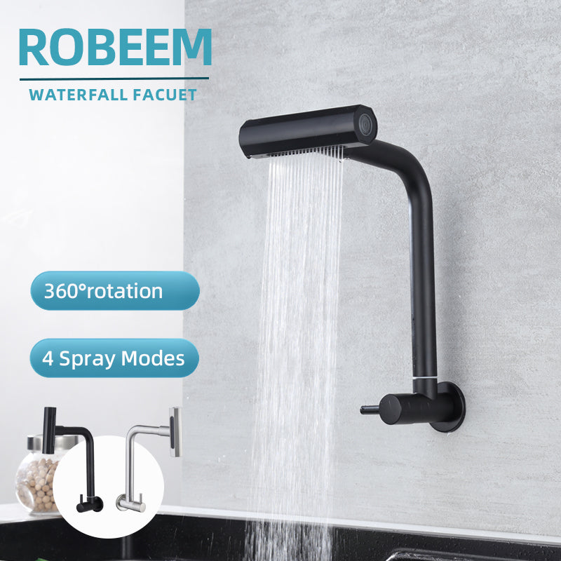 Multi-Mode Faucet, 4 Functions, Stainless Steel, Black